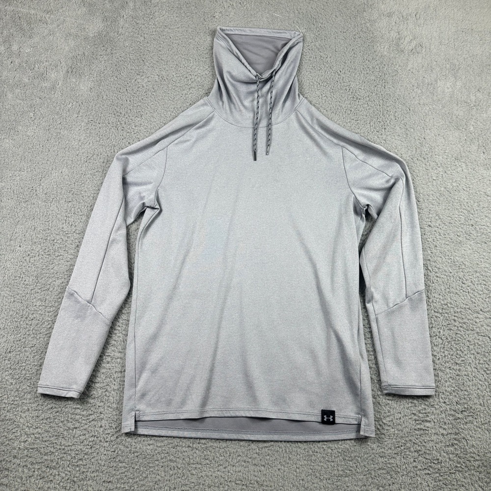 Under Armour Shirt Mens Medium Gray Long Sleeve Fitted Funnel Neck‎ Pullover